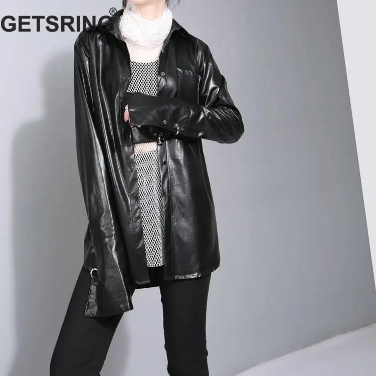 GETSRING Women Shirt PU Leather Shirt Black Autumn Winter Shirt Blouse Tops Stylish Cloth Casual Retro Blouse Woman Tops 2017
GETSRING Women Shirt PU Leather Shirt Black Autumn Winter Shirt Blouse Tops Stylish Cloth Casual Retro Blouse Woman Tops 2017