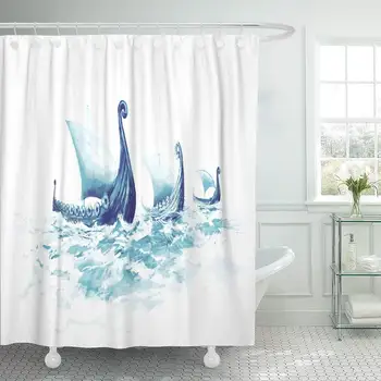 Shower Curtain with Hooks Viking's Ships Drakkars in Nordic Sea Wooden Warships of Scandinavian Ancient Warriors Bathroom Decor
Shower Curtain with Hooks Viking's Ships Drakkars in Nordic Sea Wooden Warships of Scandinavian Ancient Warriors Bathroom Decor