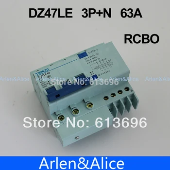 

DZ47LE 3P+N 63A 400V~ 50HZ/60HZ Residual current Circuit breaker with over current and Leakage protection RCBO