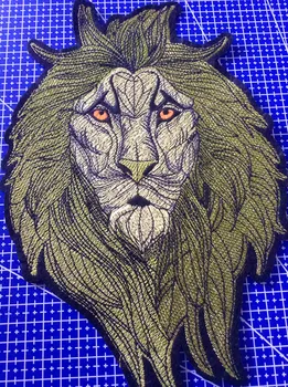 28.5*18.5cm sew-on polyester embroidery greenery gold color lion king head patch, LY181007C
28.5*18.5cm sew-on polyester embroidery greenery gold color lion king head patch, LY181007C