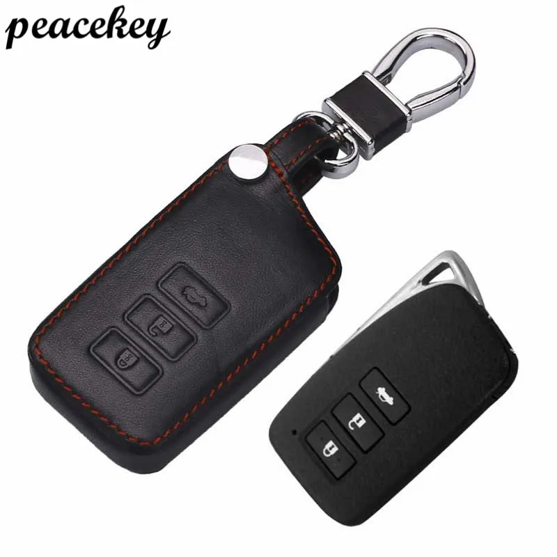 Peacekey Genuine Leather Remote Control Car Keychain Key Cover Case For Lexus RX270 NX200 3Buttons for lexus key holder ring | Автомобили