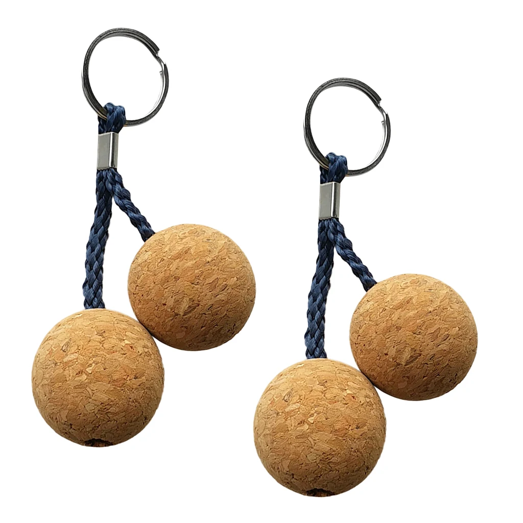 Pack of 2 Floating Key Rings Double Cork Ball Keychain Kayak Boat Marine Yacht Surf Swim Water Buoy Key Floats Key Fob Accessory