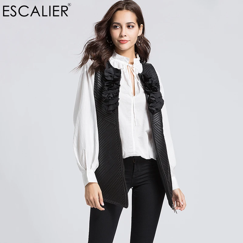 ESCALIER Sheepskin Women Vest Sleeveless Zipper Vest Short Coat Solid Color Handmade flowers Outwear For Female Autumn
ESCALIER Sheepskin Women Vest Sleeveless Zipper Vest Short Coat Solid Color Handmade flowers Outwear For Female Autumn