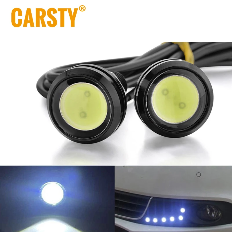 Carsty 2 шт. автомобильный Стайлинг 23 мм угол Devil Eagle Eyes Dayligh DRL Светодиодный дневной