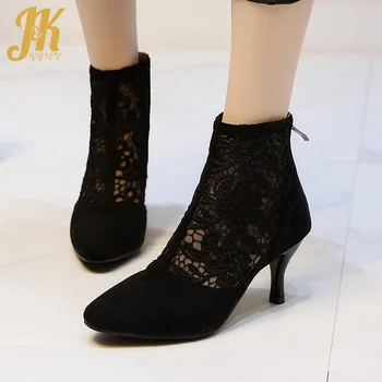 JK High Heels Thin Boots Women Pointed Toe Booties Ladies Ankle Shoes Female Flock Lace Party Shoes Black 2019 New Plus Size 43
JK High Heels Thin Boots Women Pointed Toe Booties Ladies Ankle Shoes Female Flock Lace Party Shoes Black 2019 New Plus Size 43