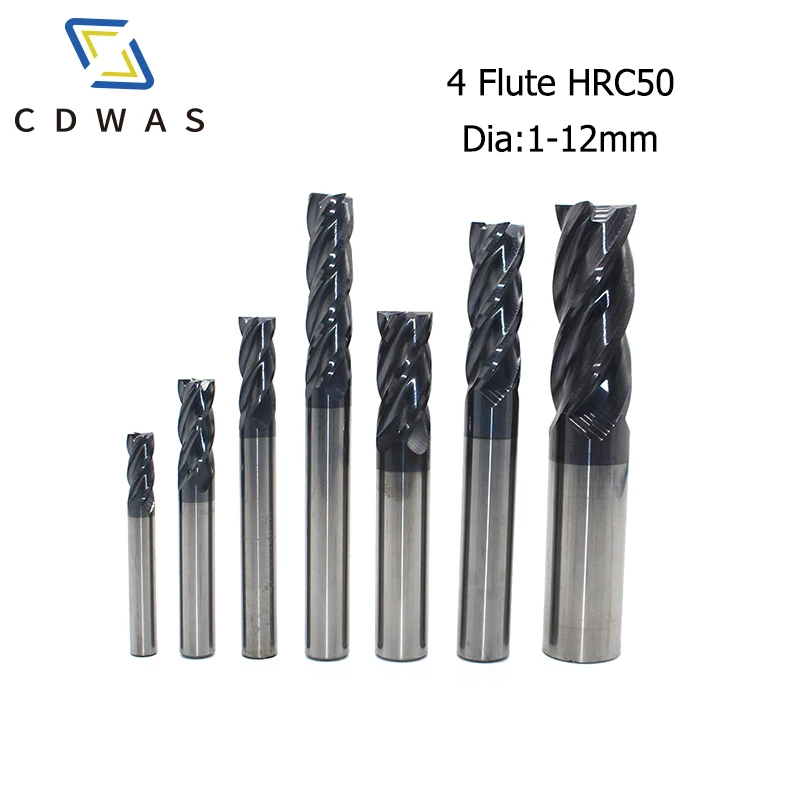 4 Flute HRC50 Endmills 1mm 2mm 3mm 4mm 5mm 6mm 8mm 12mm Tungsten Steel Carbide End mill machine cnc Milling Cutter machine tools
4 Flute HRC50 Endmills 1mm 2mm 3mm 4mm 5mm 6mm 8mm 12mm Tungsten Steel Carbide End mill machine cnc Milling Cutter machine tools