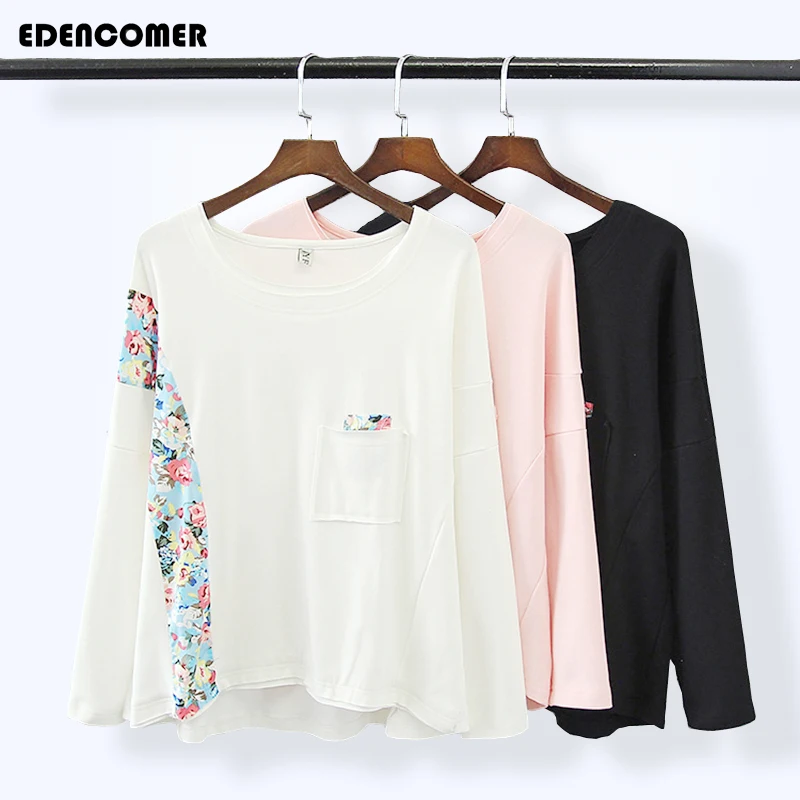 T-shirt for Women 2017 Spring Plus Size Print Obliqu Floral Long Sleeved T-shirt Female Tees Pocket Stitching Loose Woman's Tops
T-shirt for Women 2017 Spring Plus Size Print Obliqu Floral Long Sleeved T-shirt Female Tees Pocket Stitching Loose Woman's Tops