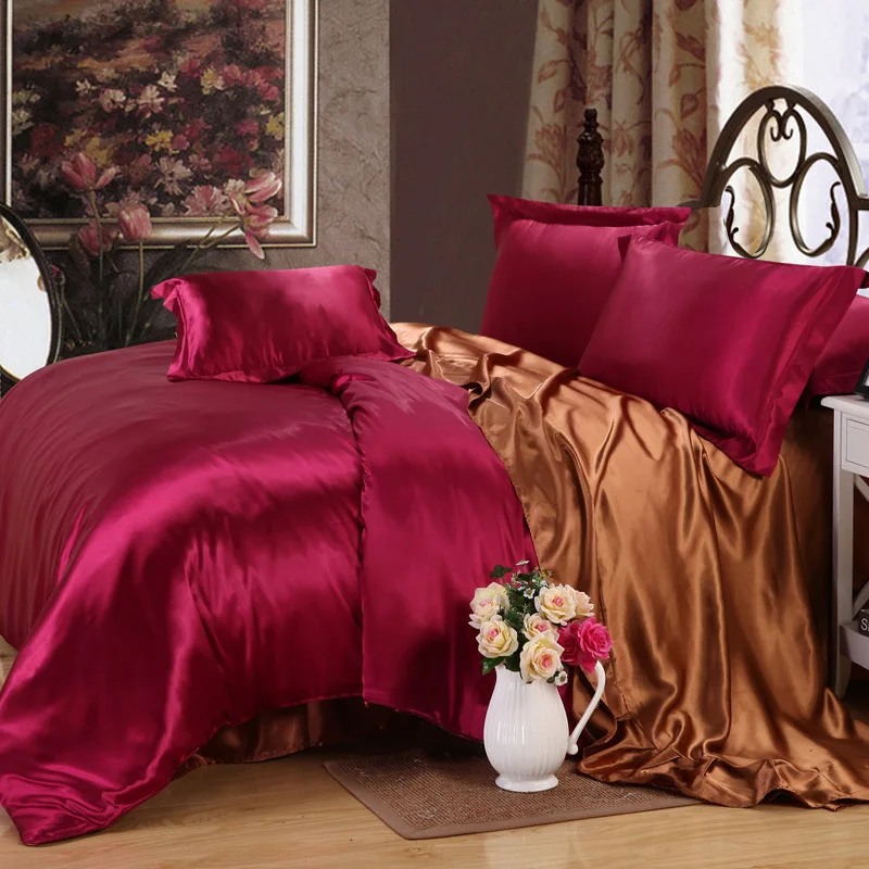 High Quality Smooth Soft Silk Bedding Set Four Pieces Bedsheets 2 color Mixed Wedding Decorated Wedding Gift
High Quality Smooth Soft Silk Bedding Set Four Pieces Bedsheets 2 color Mixed Wedding Decorated Wedding Gift