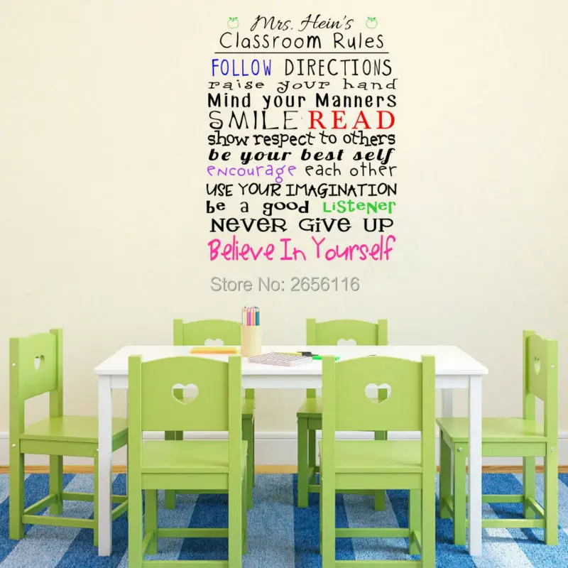 Personalized Classroom Rules Wall Decals Custom Any Teacher Name Follow Directions Words Lettering Vinyl Stickers for School
Personalized Classroom Rules Wall Decals Custom Any Teacher Name Follow Directions Words Lettering Vinyl Stickers for School