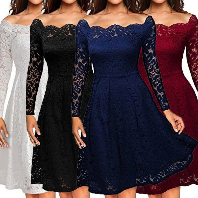 2019 New Vintage Off Shoulder Lace Formal Evening Party Dress Long Sleeve Ruffled Dress womens sexy dresses party night club VE7
2019 New Vintage Off Shoulder Lace Formal Evening Party Dress Long Sleeve Ruffled Dress womens sexy dresses party night club VE7