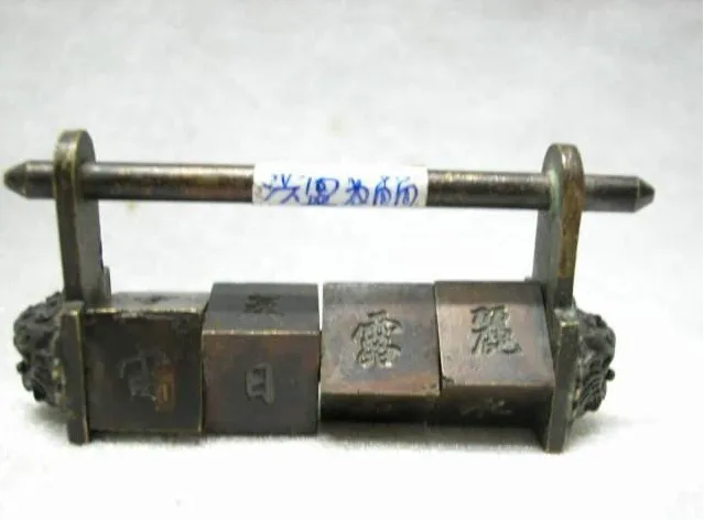 Metal Crafts Rare Chinese Style Brass Carved 4 Password Lock And Key fast Shipping
Metal Crafts Rare Chinese Style Brass Carved 4 Password Lock And Key fast Shipping