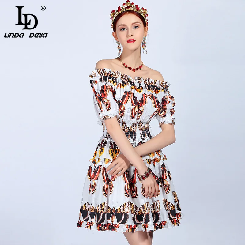 LD LINDA DELLA Fashion Runway Summer Dress Women's Sexy Off the Shoulder Slim Elastic Waist Butterfly Printed Mini Cotton Dress
LD LINDA DELLA Fashion Runway Summer Dress Women's Sexy Off the Shoulder Slim Elastic Waist Butterfly Printed Mini Cotton Dress