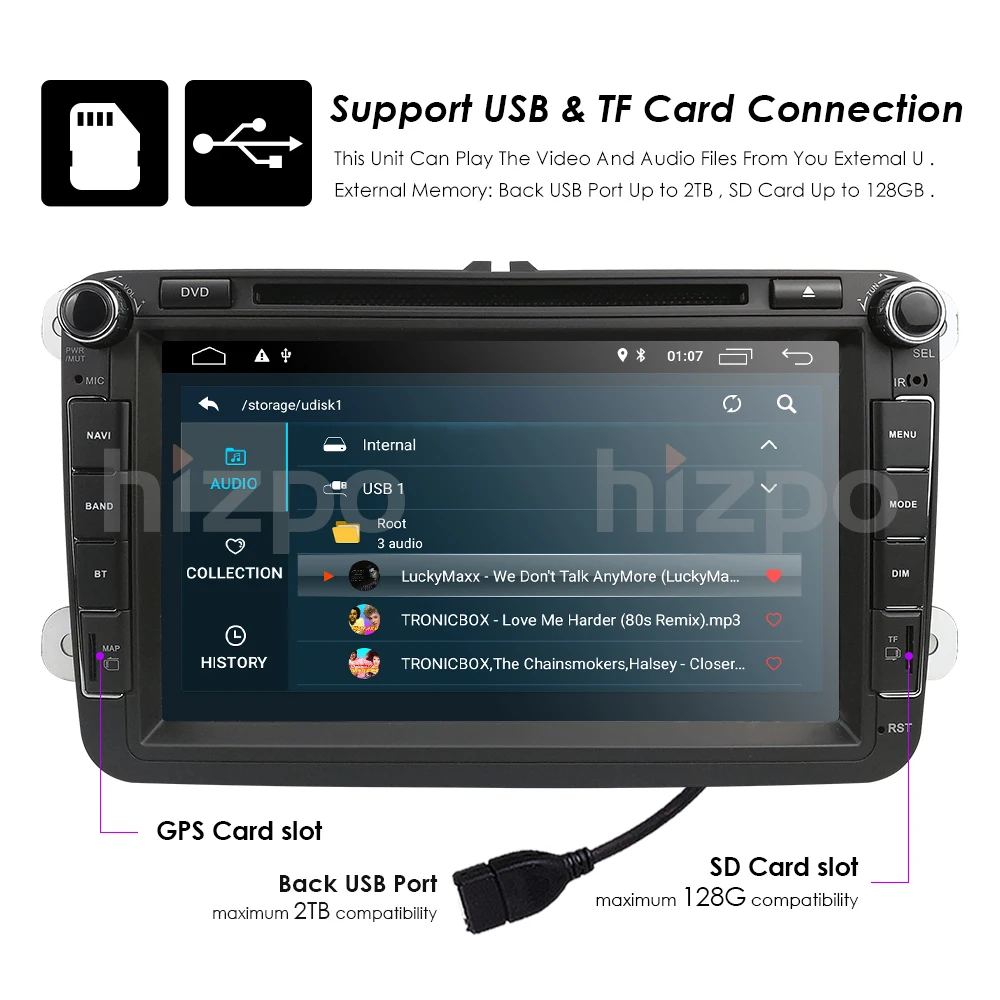 Perfect 8Inch Android 9.0 2 Din IPS Car DVD player For  V W/Golf/Tiguan/Skoda/Fabia/Rapid/Seat/Leon/Skoda Remote control Free camera IGO 20