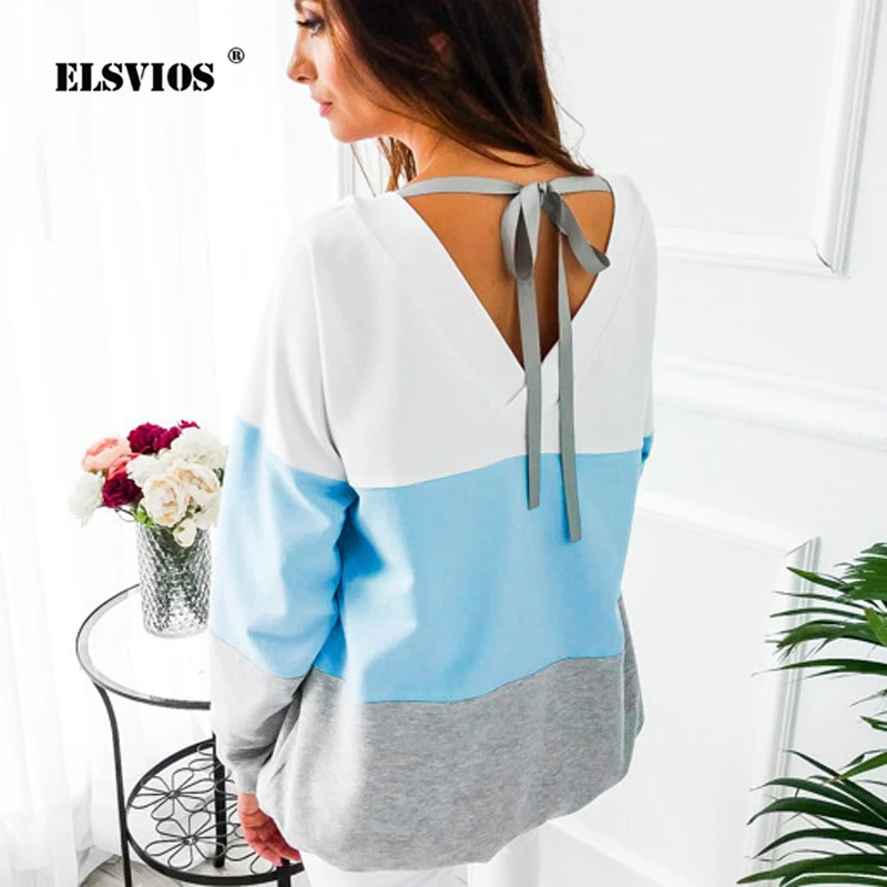 ELSVIOS Sexy Backless Bandage Lace-up Sweatshirt Women Hoodie Contrast Color Stitching Pullover Femme Long Sleeve Autumn Top 2XL
ELSVIOS Sexy Backless Bandage Lace-up Sweatshirt Women Hoodie Contrast Color Stitching Pullover Femme Long Sleeve Autumn Top 2XL