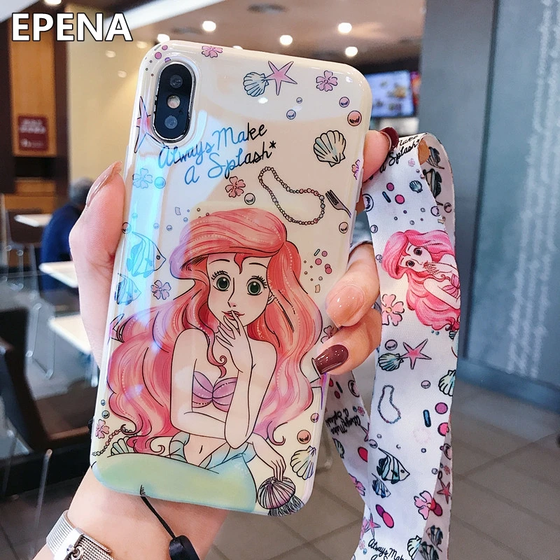 Ariel Princess Case for Iphone 8 Plus 7 6 6S Plus Back Cover IMD TPU Mermaid Alice Case for IPhone X XS Max XR Cover with Strap
Ariel Princess Case for Iphone 8 Plus 7 6 6S Plus Back Cover IMD TPU Mermaid Alice Case for IPhone X XS Max XR Cover with Strap