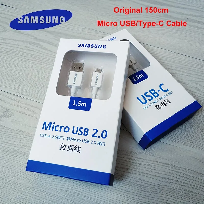 Original Samsung Cable Micro USB Type C Cable 1.5M Fast charge data Cable For Galaxy S10 S8 S9 Plus S6 S7 Edge J5 J3 J7 A3 A5 A7
Original Samsung Cable Micro USB Type C Cable 1.5M Fast charge data Cable For Galaxy S10 S8 S9 Plus S6 S7 Edge J5 J3 J7 A3 A5 A7