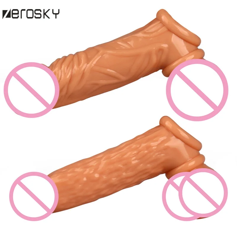 Фото Zerosky Male Penis Extension Soft Cock Sleeve Enlarge Thickening Extender Condom For Men Sex Toys Reusable Condoms | Красота и