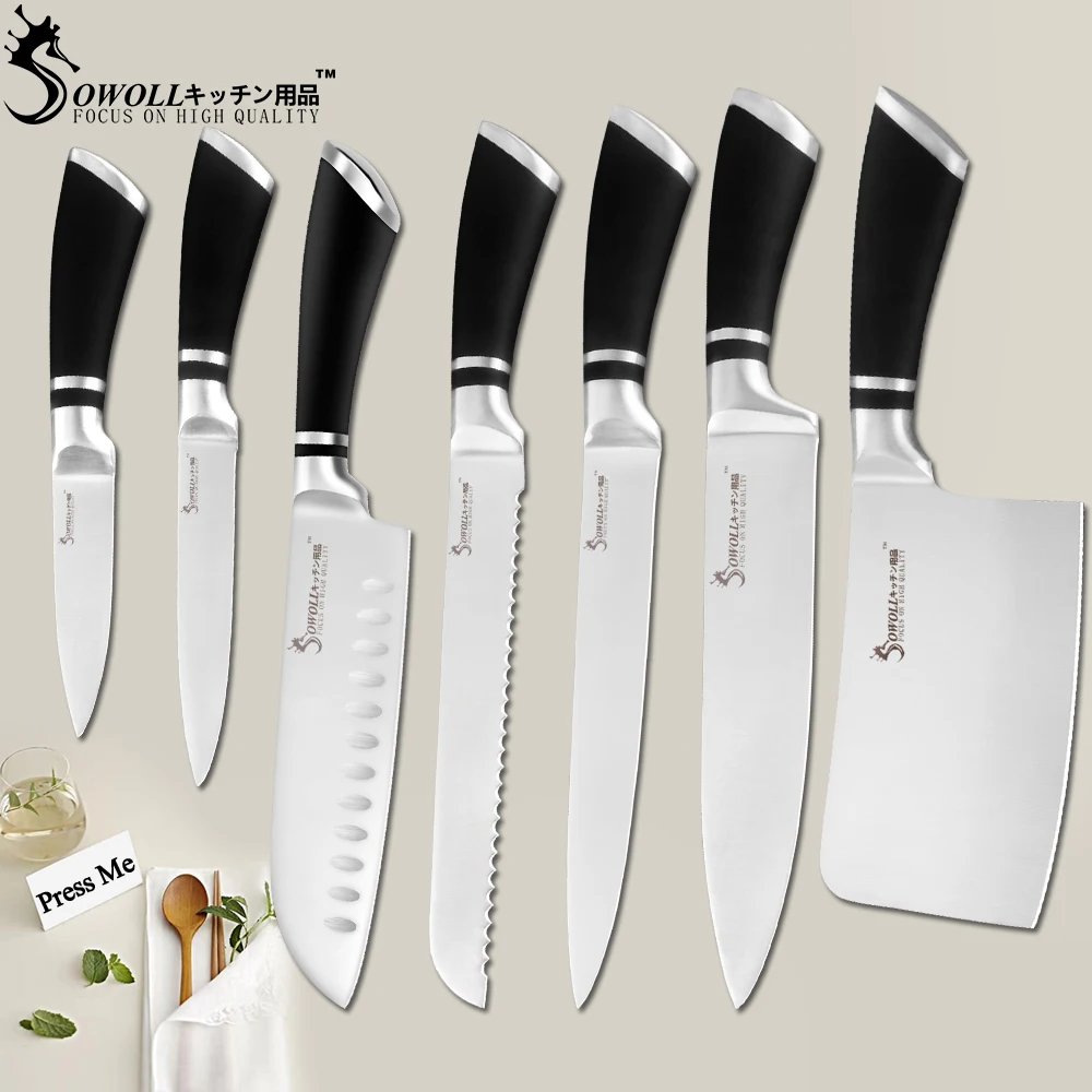 

SOWOLL Kitchen Knives Stainless Steel Knives Paring Utility Santoku Bread Slicing Chef Chopping Knife Cooking Accessory Tools