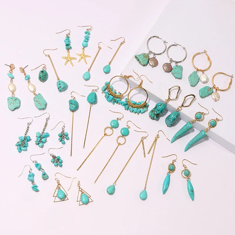 KOMi Bohemia Irregular Turquoises Sea Shell Starfish Handmade Beaded Chain Pendant Earrings Antique Bijioux Gift C20311
KOMi Bohemia Irregular Turquoises Sea Shell Starfish Handmade Beaded Chain Pendant Earrings Antique Bijioux Gift C20311