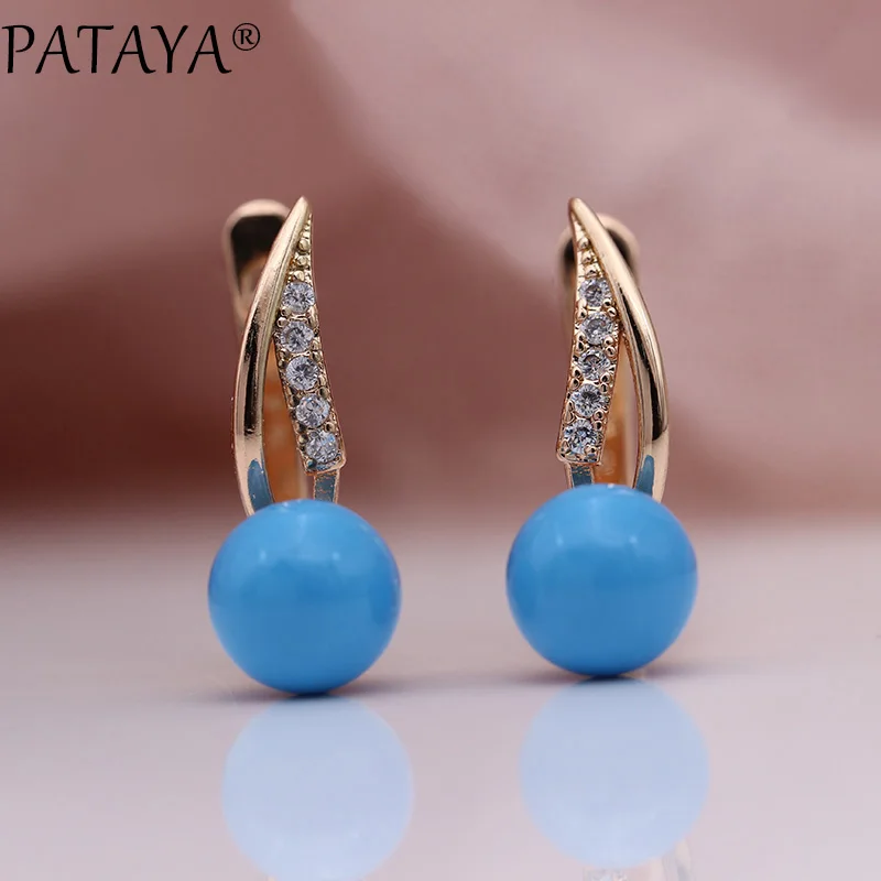 PATAYA New 585 Rose Gold Long Earring Women Fashion Wedding Jewelry Natural Zircon Turkish Blue Shell Pearls Dangle Earrings
PATAYA New 585 Rose Gold Long Earring Women Fashion Wedding Jewelry Natural Zircon Turkish Blue Shell Pearls Dangle Earrings