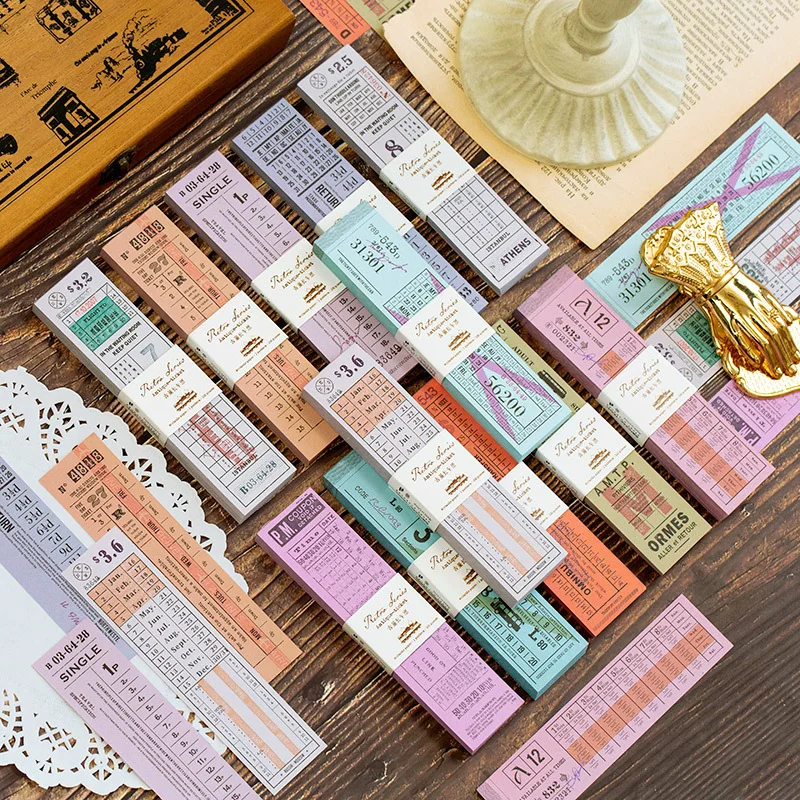 100 sheets/set Retro Antique Foreign Ticket memo Pad old receipt stub tags Write Pad Bookmark vintage English bill Message Paper
100 sheets/set Retro Antique Foreign Ticket memo Pad old receipt stub tags Write Pad Bookmark vintage English bill Message Paper
