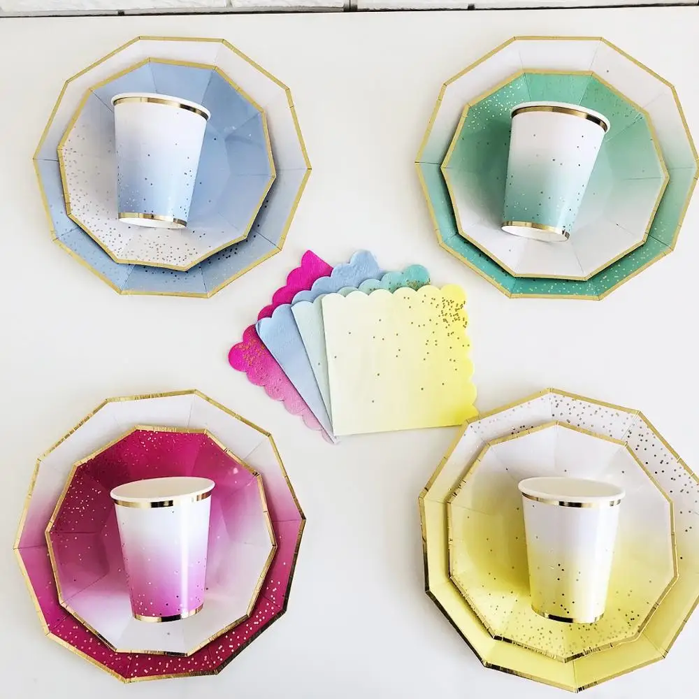 65pcs/lot Disposable Tableware sets waterproof paper Plates/cups/straws/Napkin Rainbow Wedding Birthday party Decor Supplies
65pcs/lot Disposable Tableware sets waterproof paper Plates/cups/straws/Napkin Rainbow Wedding Birthday party Decor Supplies