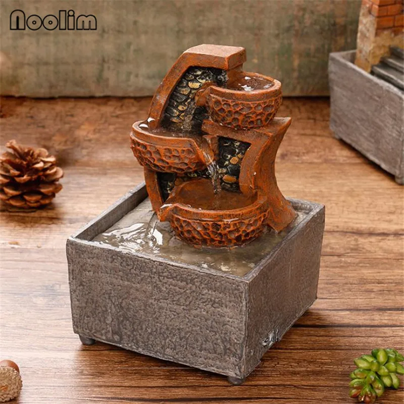 Resin Creative Indoor Feng Shui Turn Water Fountain Desk Decoration Home Accessories Micro Landscape Desktop Ornaments | Дом и сад