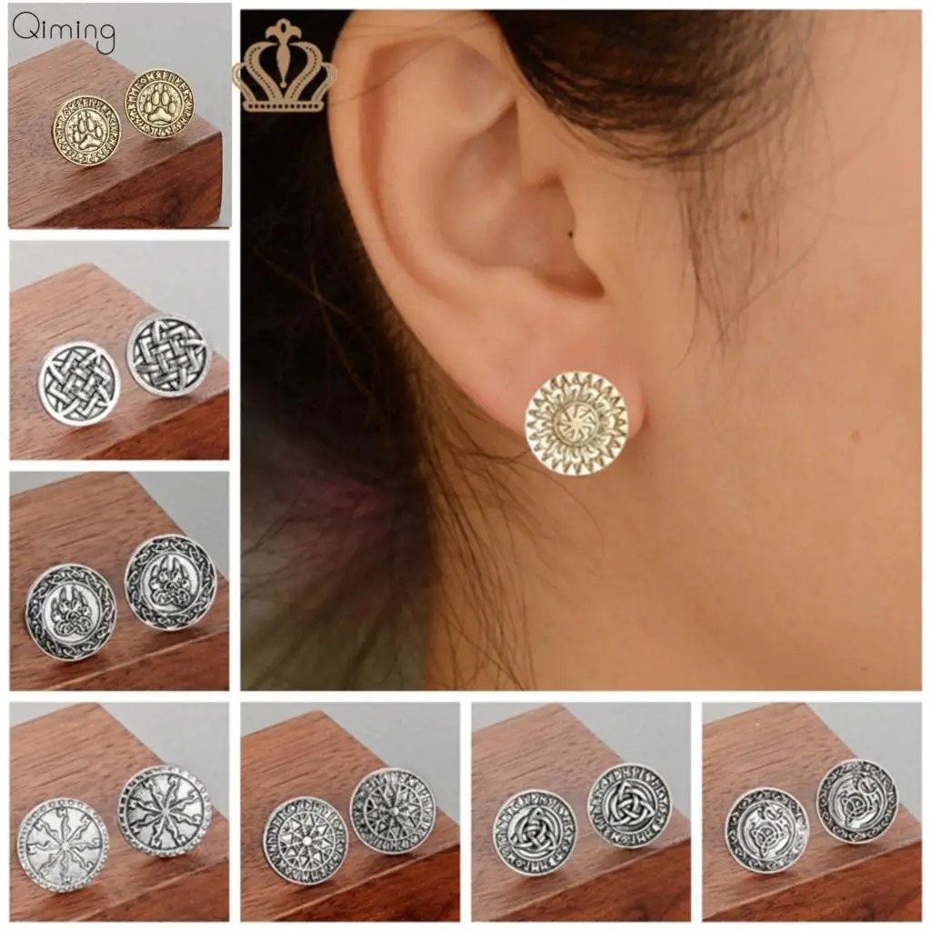 Kolovrat Women's Earrings Pagan Viking Runes Retro Men Jewelry Amulet Slavic Symbol Round Nordic Stud Earrings Gift Man
Kolovrat Women's Earrings Pagan Viking Runes Retro Men Jewelry Amulet Slavic Symbol Round Nordic Stud Earrings Gift Man