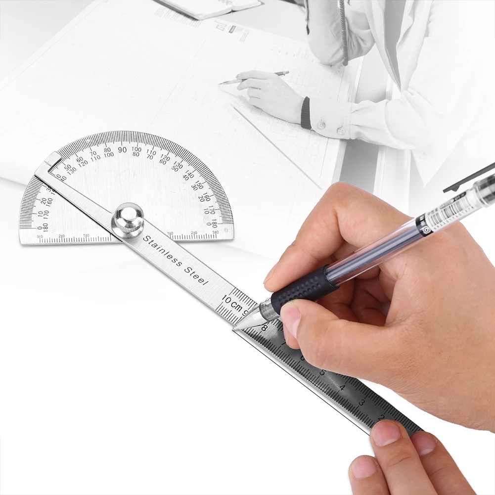 Stainless Steel Measure Ruler Carpenter Tools 0-180 Degree Protractor Arm Measuring Ruler Rotary Angle Finder Tool for angle
Stainless Steel Measure Ruler Carpenter Tools 0-180 Degree Protractor Arm Measuring Ruler Rotary Angle Finder Tool for angle