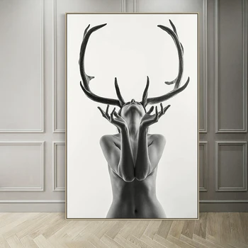 Nordic Simple Black and White Antlers Woman Model Abstract Canvas Painting Art Print Poster Wall Picture for Home Decoration
Nordic Simple Black and White Antlers Woman Model Abstract Canvas Painting Art Print Poster Wall Picture for Home Decoration