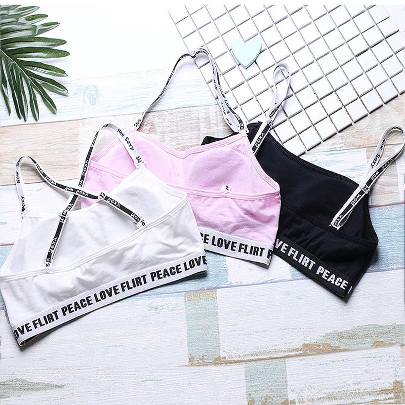 Cuekondy 10-15 Years Children Teen Girls Fashion Underwear Bra Vest Young Girls Soft Cotton Seamless Sport Bra Shirt