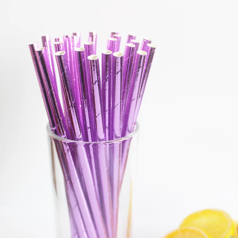 25pcs/lot Shiny Paper Straws Metallic Gold Drinking Straws Chevron for kids birthday & wedding decoration mariage event party