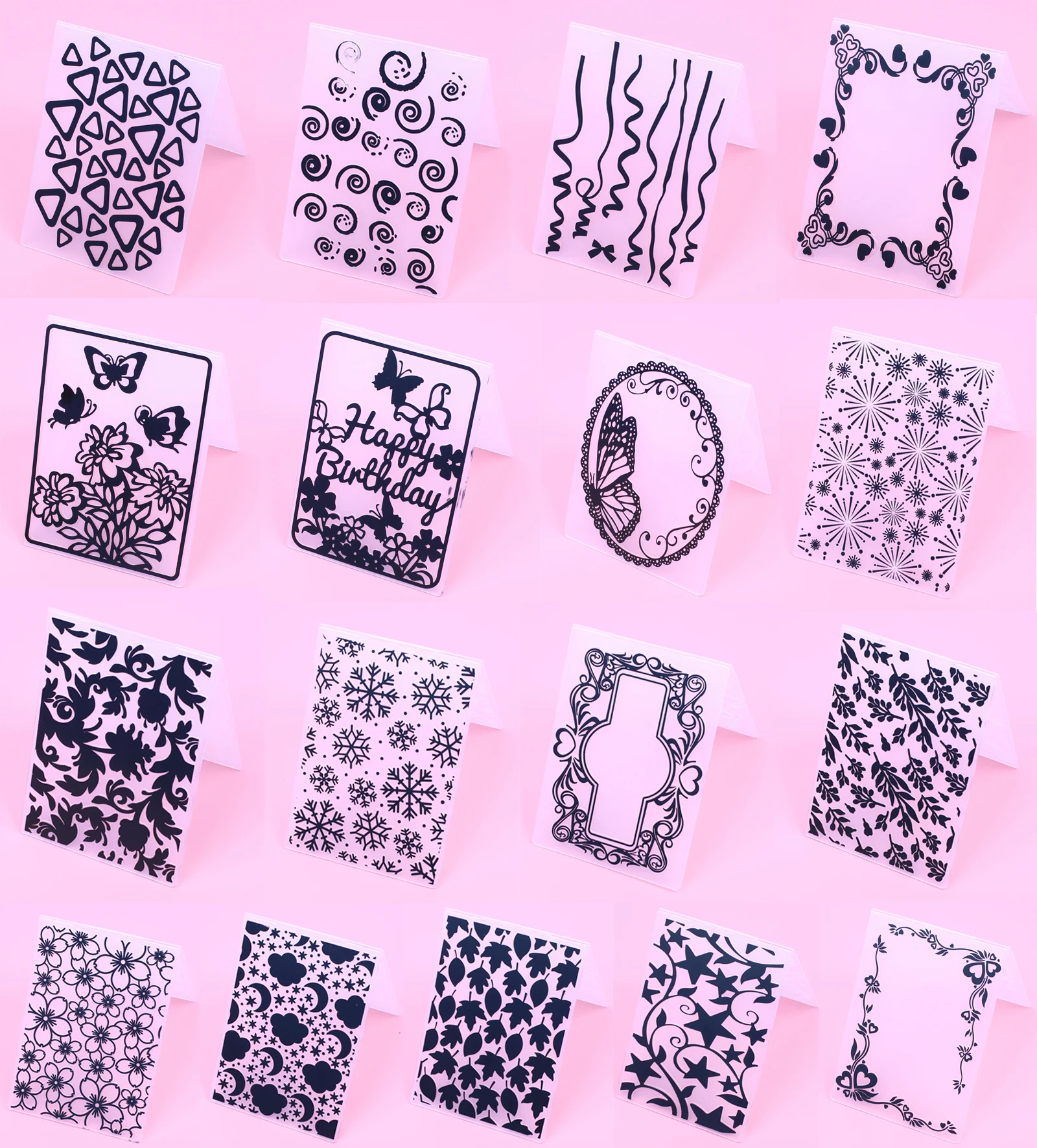 New 17 Patterns Plastic Template Craft Card Making Paper Cards Photo Album Wedding Cake Decoration Scrapbooking Embossing Folder
New 17 Patterns Plastic Template Craft Card Making Paper Cards Photo Album Wedding Cake Decoration Scrapbooking Embossing Folder