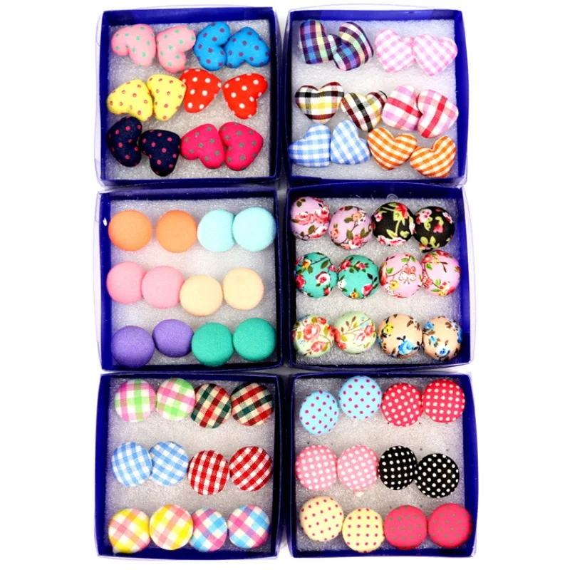 6 Pairs unique design button shape cloth art earring stud sets for women stud earring set gift for her or daughter
6 Pairs unique design button shape cloth art earring stud sets for women stud earring set gift for her or daughter