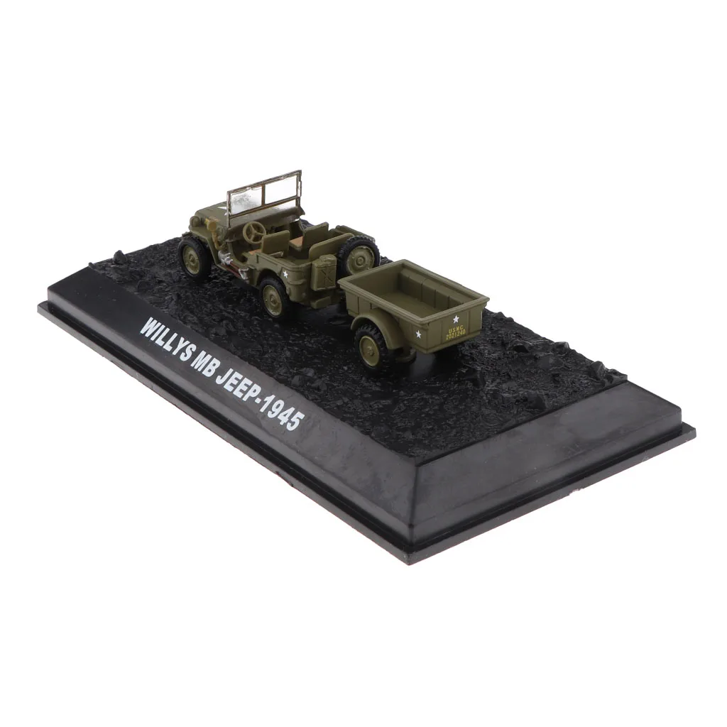 1:72 Willys MB Jeep Model-WWII US Army Vehicle Model Home Collectibles Playset Decor