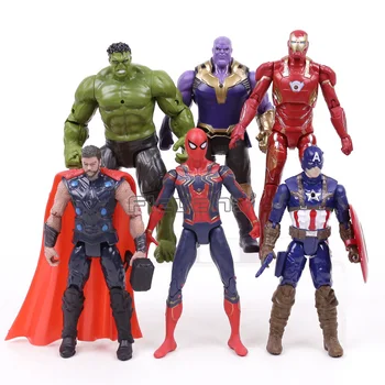 

Avengers Infinity War PVC Figures Toys Iron Man Captain America Hulk Thanos Spiderman Thor 6pcs/set
