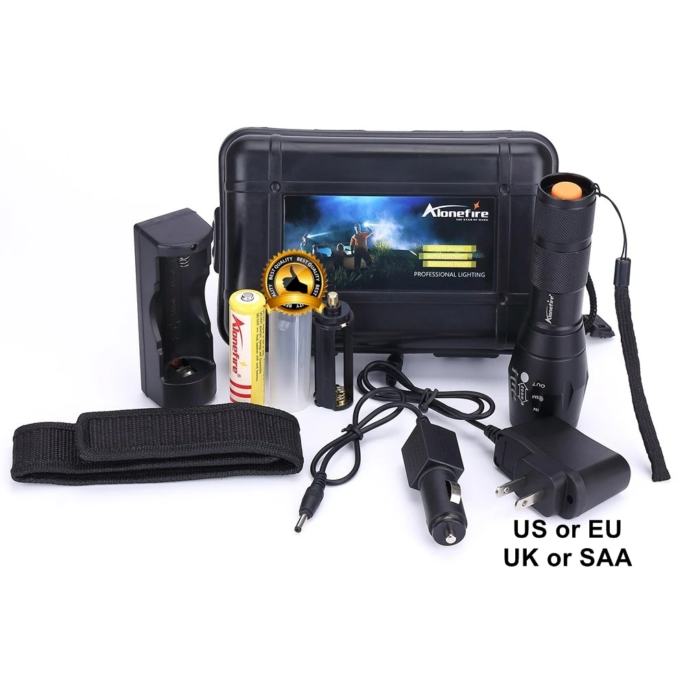 Alonefire E17 CREE xml L2 LED Tactics flashlight 8000Lm led flashlight torch light+18650 Battery /car charger/flashlight holster
Alonefire E17 CREE xml L2 LED Tactics flashlight 8000Lm led flashlight torch light+18650 Battery /car charger/flashlight holster