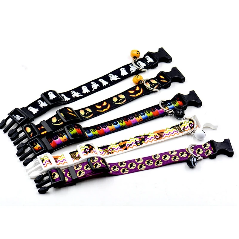 WCIC Halloween Dog Cat Collar with Bell Adjustable 5 Designs Stylish Collars Harness Leash for Small Medium Puppy Kitten Pets
WCIC Halloween Dog Cat Collar with Bell Adjustable 5 Designs Stylish Collars Harness Leash for Small Medium Puppy Kitten Pets