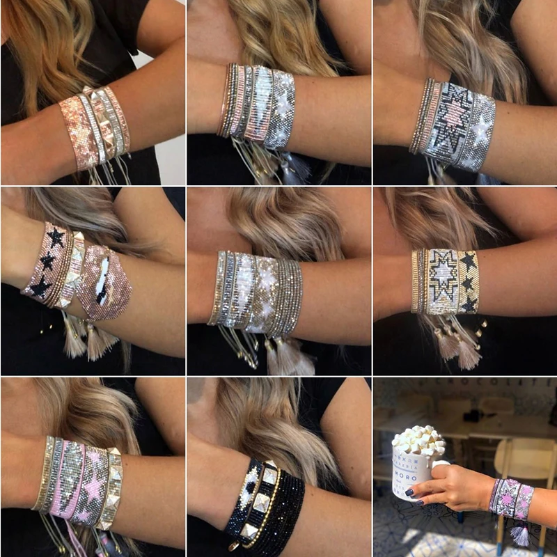 SHINUSBOHO 5X Punk Miyuki Charm Friendship Bracelets Bangles Gothic Rock Gold Rivets Men Jewelry Statement Bracelets for Women 
SHINUSBOHO 5X Punk Miyuki Charm Friendship Bracelets Bangles Gothic Rock Gold Rivets Men Jewelry Statement Bracelets for Women