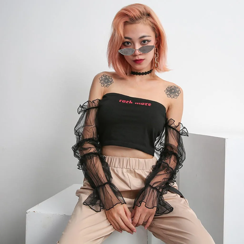 2019 Women Blouse Crop Top Bralet Mesh Shirt Off Shoulder Boob Tube Streetwear Harajuku Ladies Top Blouse Women Roupas feminine
2019 Women Blouse Crop Top Bralet Mesh Shirt Off Shoulder Boob Tube Streetwear Harajuku Ladies Top Blouse Women Roupas feminine