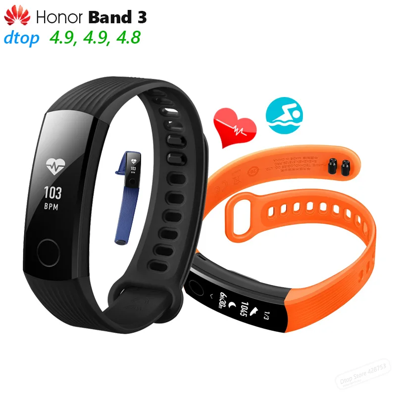 

In Stock Original Huawei Honor Band 3 Smart Wristband Swimmable 5ATM 0.91" OLED Screen Touchpad Heart Rate Monitor Push Message