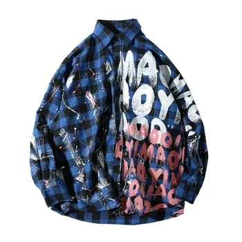 Plaid Blue Long Sleeve Shirt Men Floral 2019 Summer Japanese Korean Streetwear Hip Hop Oversized Check Shirts Full Casual Shirts
Plaid Blue Long Sleeve Shirt Men Floral 2019 Summer Japanese Korean Streetwear Hip Hop Oversized Check Shirts Full Casual Shirts