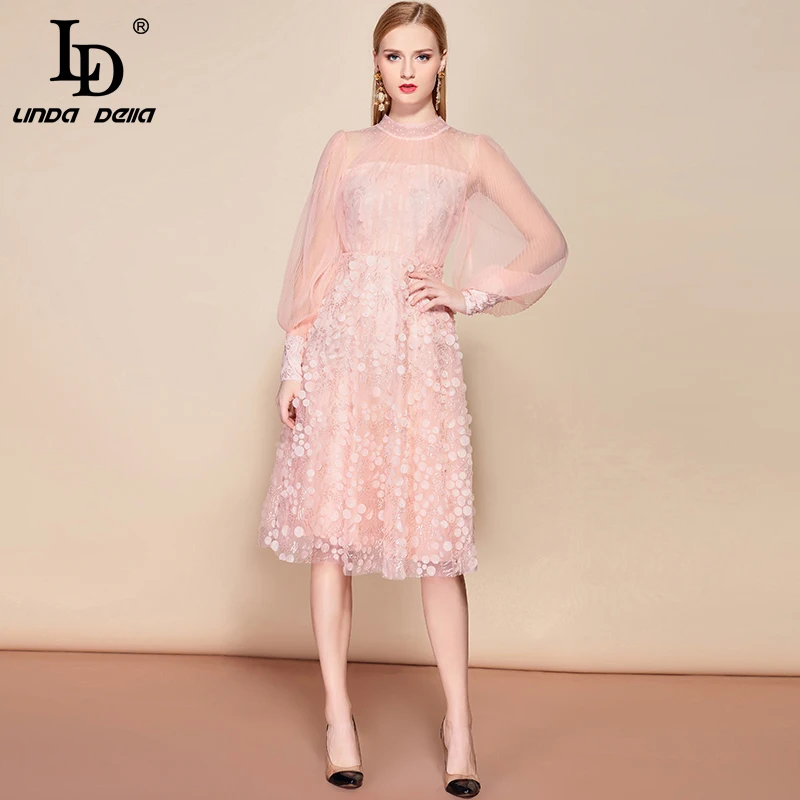 LD LINDA DELLA Autumn Fashion Runway Elegant Dress Women's Long Sleeve Overlay Sequin Embroidery Midi Pink Mesh Party Dress
LD LINDA DELLA Autumn Fashion Runway Elegant Dress Women's Long Sleeve Overlay Sequin Embroidery Midi Pink Mesh Party Dress
