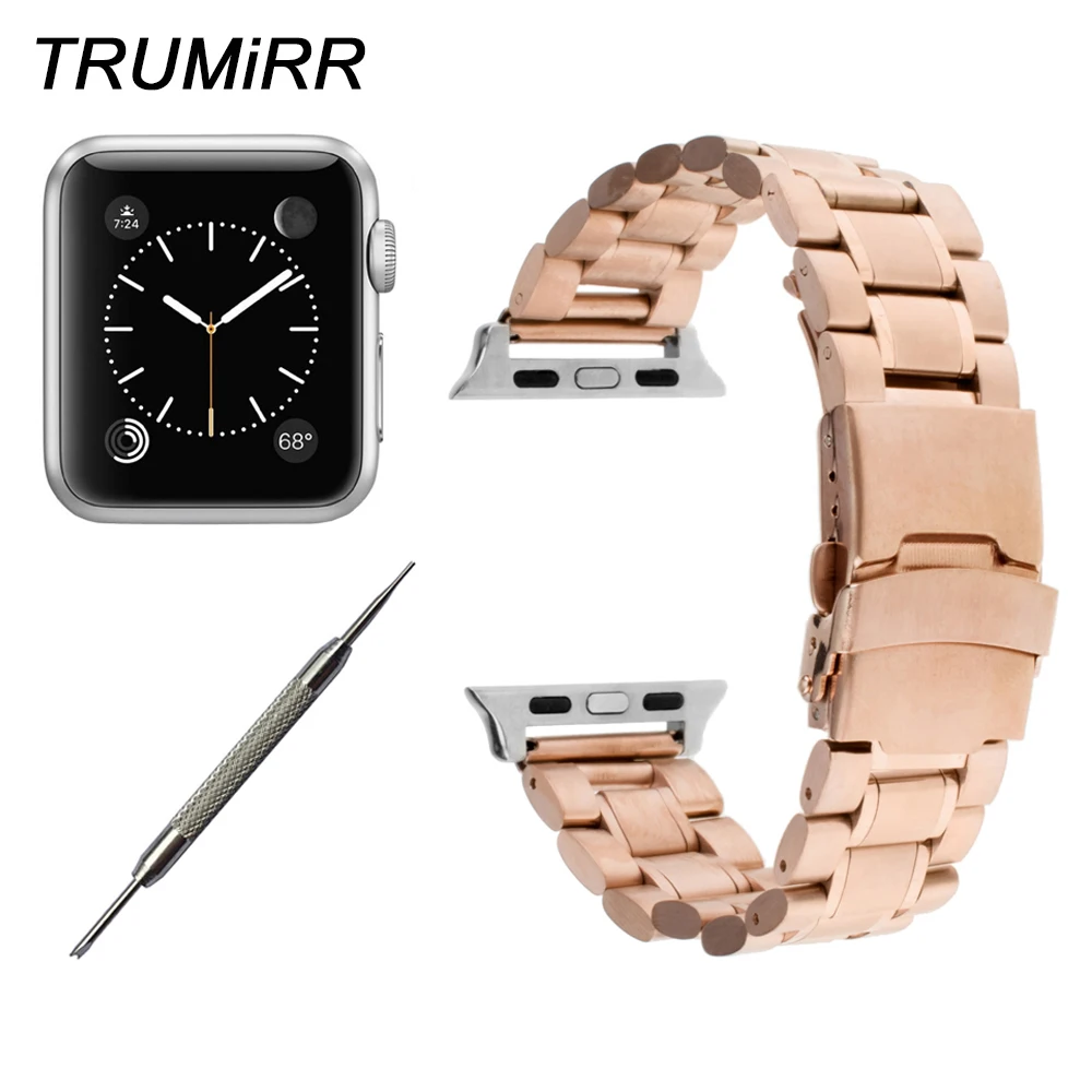 Stainless Steel Strap + Adapters for iWatch Apple Watch 38mm 42mm Safety Buckle Band Wrist Belt Bracelet Black Rose Gold Silver
Stainless Steel Strap + Adapters for iWatch Apple Watch 38mm 42mm Safety Buckle Band Wrist Belt Bracelet Black Rose Gold Silver