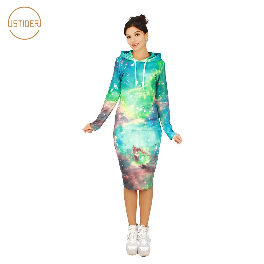 ISTider Fashion New Green Space Galaxy Hooded Dress Autumn Winter Long Style 3D Sweatshirt Women Slim Hoodies with Pocket
ISTider Fashion New Green Space Galaxy Hooded Dress Autumn Winter Long Style 3D Sweatshirt Women Slim Hoodies with Pocket