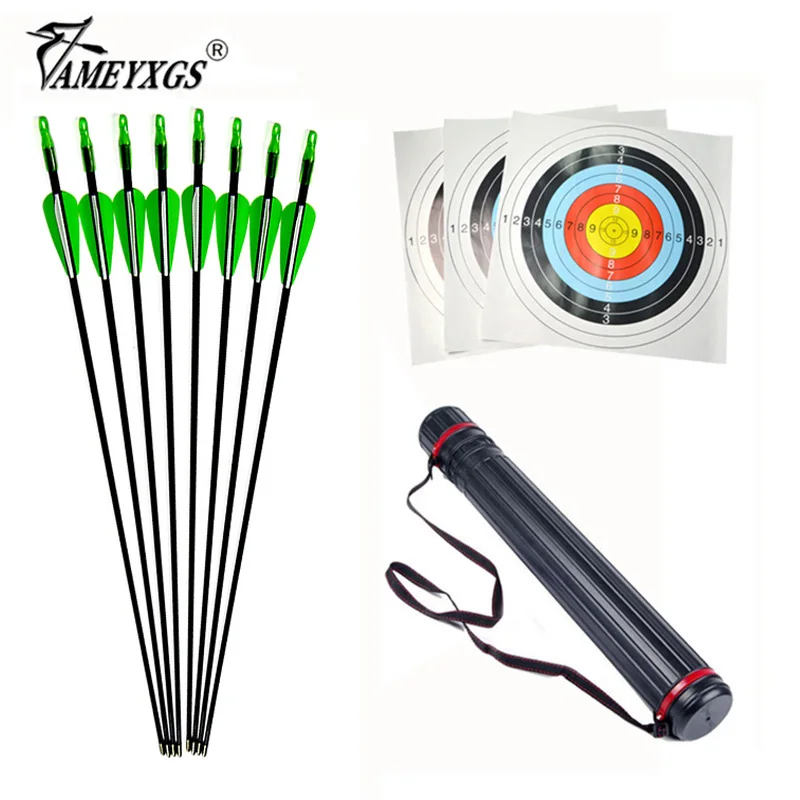 31.5inch Archery Glassfiber Arrows Green Rubber Vanes with Target Paper Target Nail and Telescopic Arrow Quiver For Recurve Bow
31.5inch Archery Glassfiber Arrows Green Rubber Vanes with Target Paper Target Nail and Telescopic Arrow Quiver For Recurve Bow