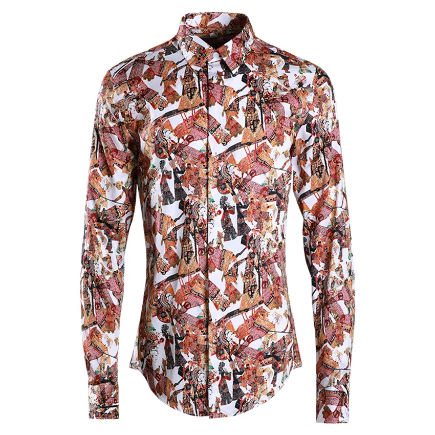 Luxury Men Shirt Chinese Style Dance Pattern Printed Shirts Men Dress Hight Quality Mens Shirts Casual Slim Fit Men Clothes 2019
Luxury Men Shirt Chinese Style Dance Pattern Printed Shirts Men Dress Hight Quality Mens Shirts Casual Slim Fit Men Clothes 2019