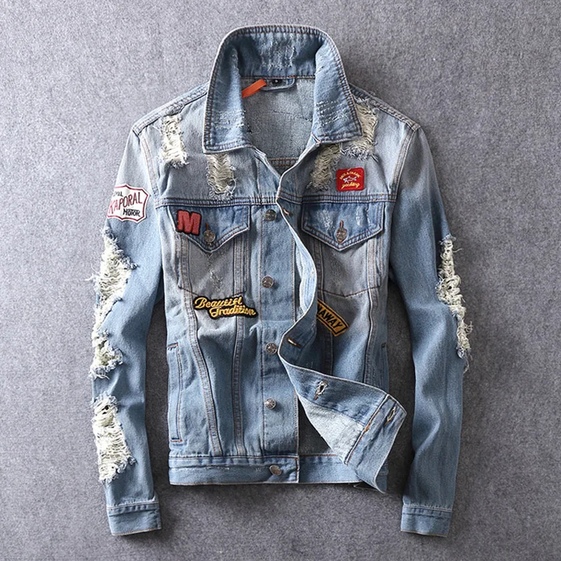 2018 High Street Fashion Men Jacket Destroyed Ripped Coat Patchwork Design Punk Denim Biker Jacket Homme Hip Hop Jacket Men Tops
2018 High Street Fashion Men Jacket Destroyed Ripped Coat Patchwork Design Punk Denim Biker Jacket Homme Hip Hop Jacket Men Tops