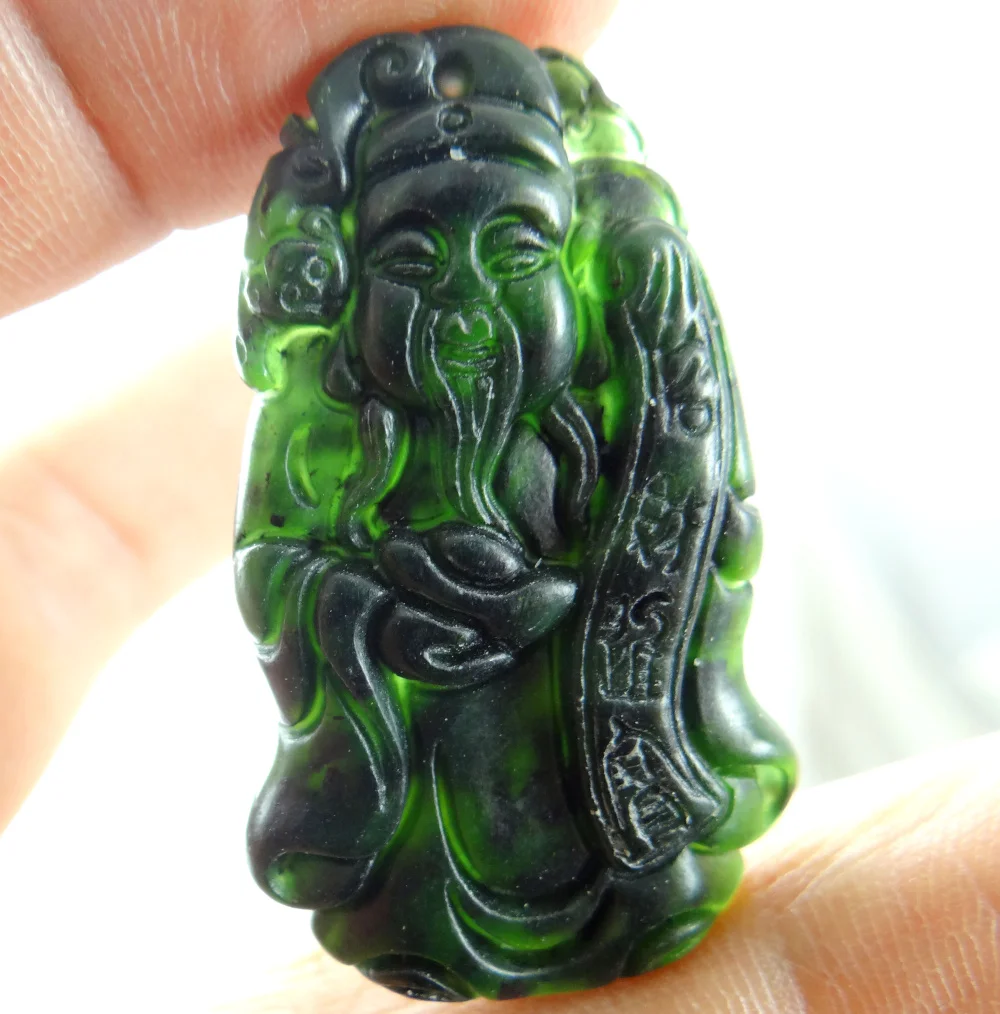 44*24*7MM Wholesale natural Chinese black green stone hand-carved statue of Fortuna amulet pendant necklace
44*24*7MM Wholesale natural Chinese black green stone hand-carved statue of Fortuna amulet pendant necklace