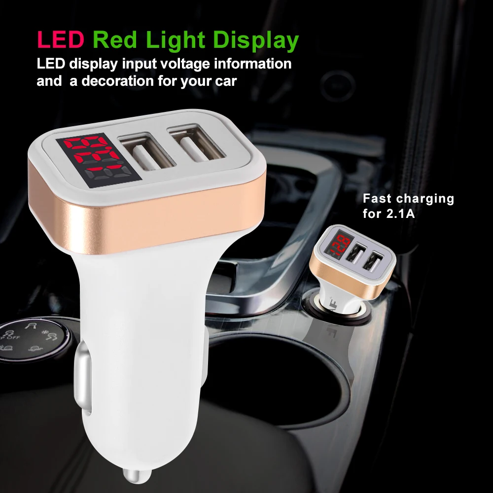 Car Charger Digital Display 2.1A Dual Port USB Charger Adapter for iPhone Samsung USB Phone Charging
Car Charger Digital Display 2.1A Dual Port USB Charger Adapter for iPhone Samsung USB Phone Charging